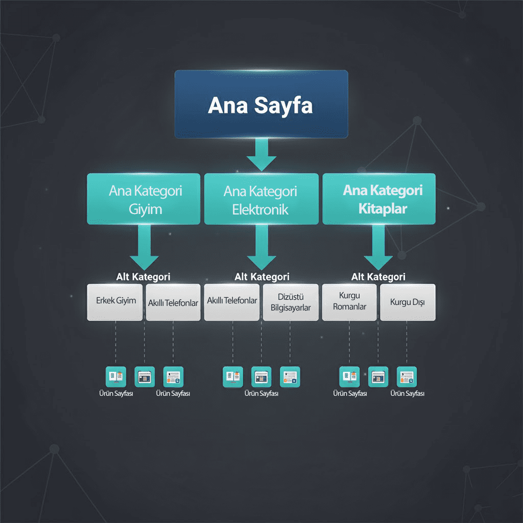 İdeal E-ticaret SEO Silo Hiyerarşisi Diyagramı