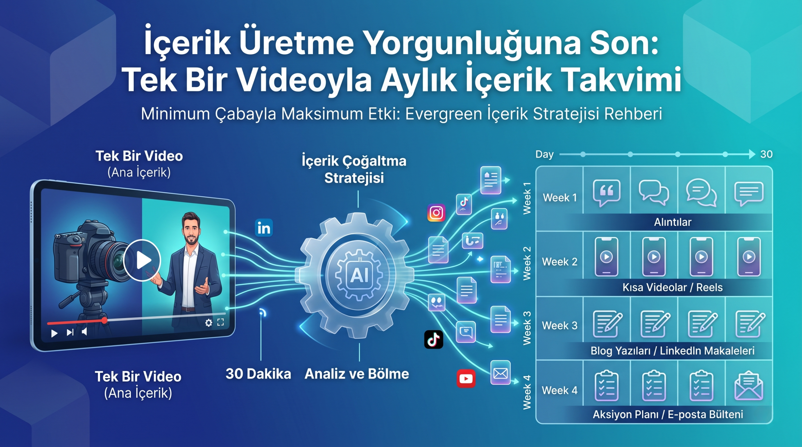 İçerik Üretme Yorgunluğuna Son Tek Bir Videoyla 1 Aylık İçerik Takvimi Çıkarma Rehberi